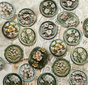 Set 4 stickers con relieve vintage