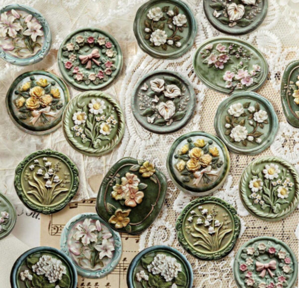 Set 4 stickers con relieve vintage